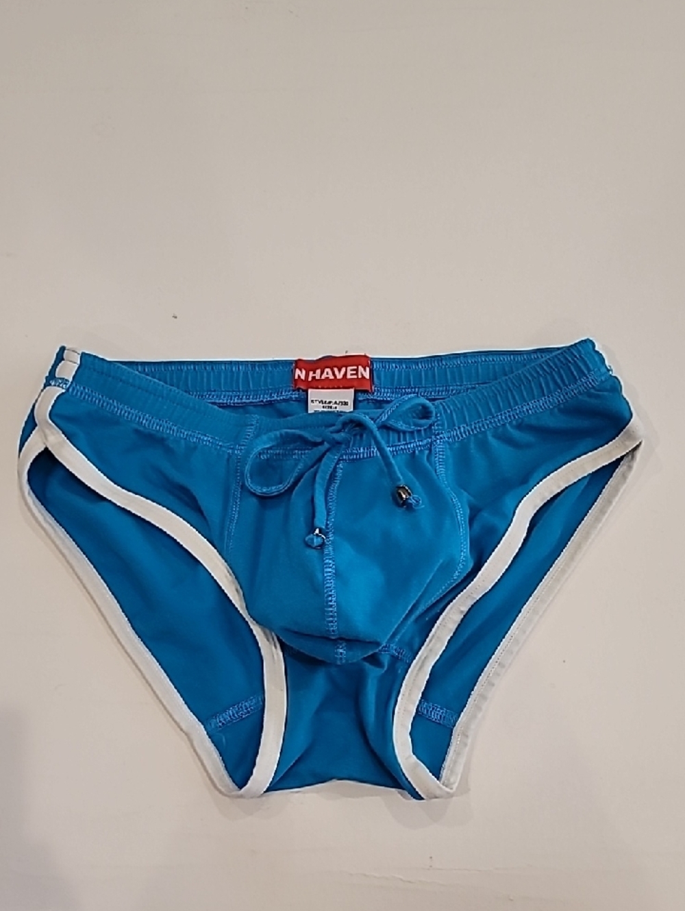 N-Haven Men’s Blue Swim Briefs with Contrast Trim Teal Small - Picture 2 of 10